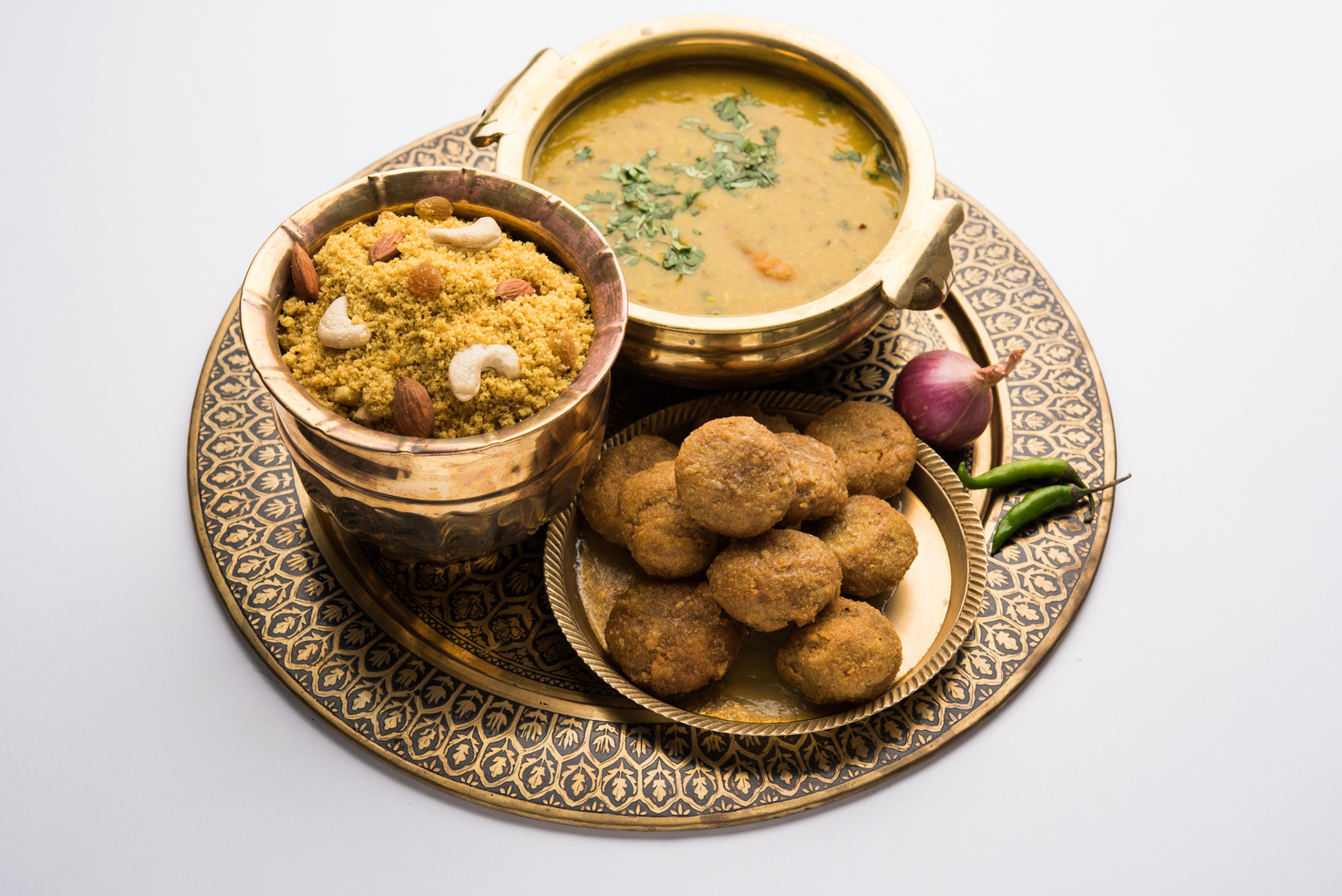 Traditional Rajasthani Food Daal Baati churma. Indian Food.