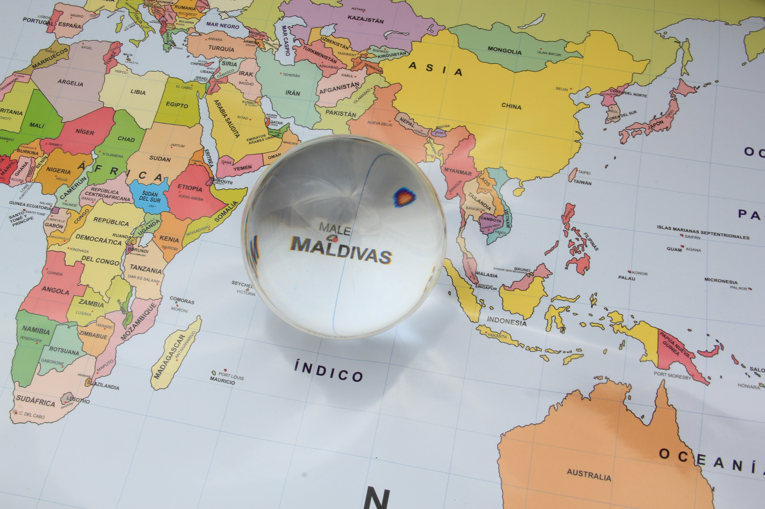 Crystal ball on Maldives map